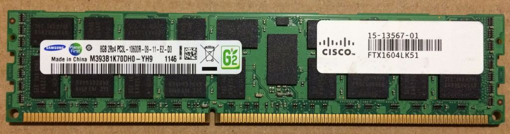 8GB DDR3L 1333MHz Samsung 10600R 2Rx4 PC3L REG ECC RAM Серверна оперативна пам'ять - фото фото фото 0