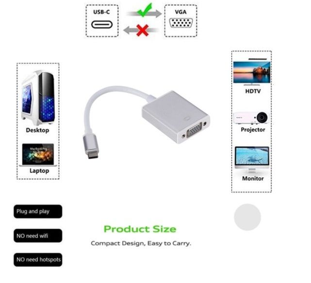 Продам Переходник USB Type-C to VGA Adapter - фото фото фото 1