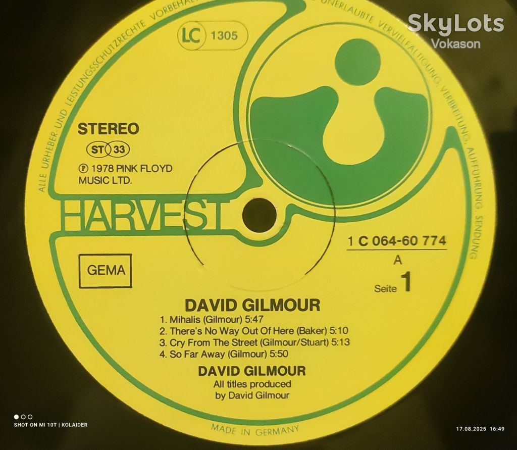 DAVID GILMOUR   ( Pink Floyd ) G/F  NM/NM+ - фото фото фото 1