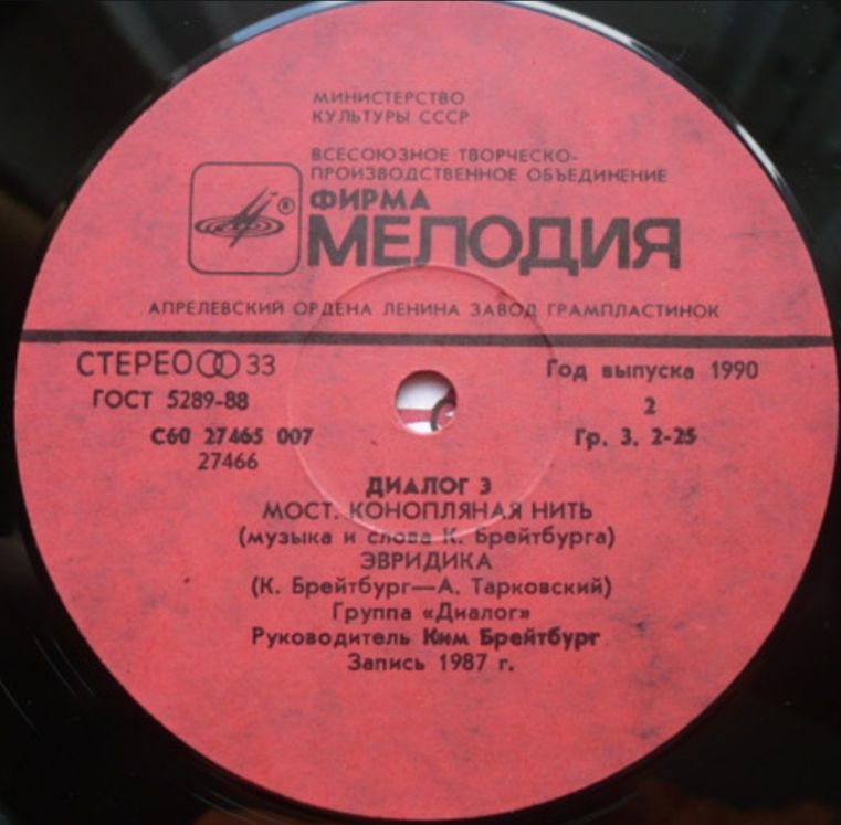 Диалог ЕХ Меладзе - Диалог 3 - 1987.   (LP). 12. Vinyl. Пластинка - фото фото фото 3