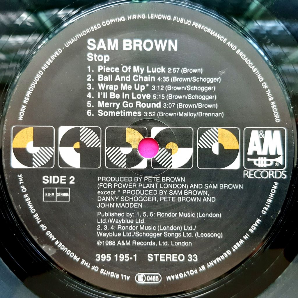 Sam Brown - Stop - 1988.   (LP). 12. Vinyl. Пластинка. Germany. Комплект - фото фото фото 8