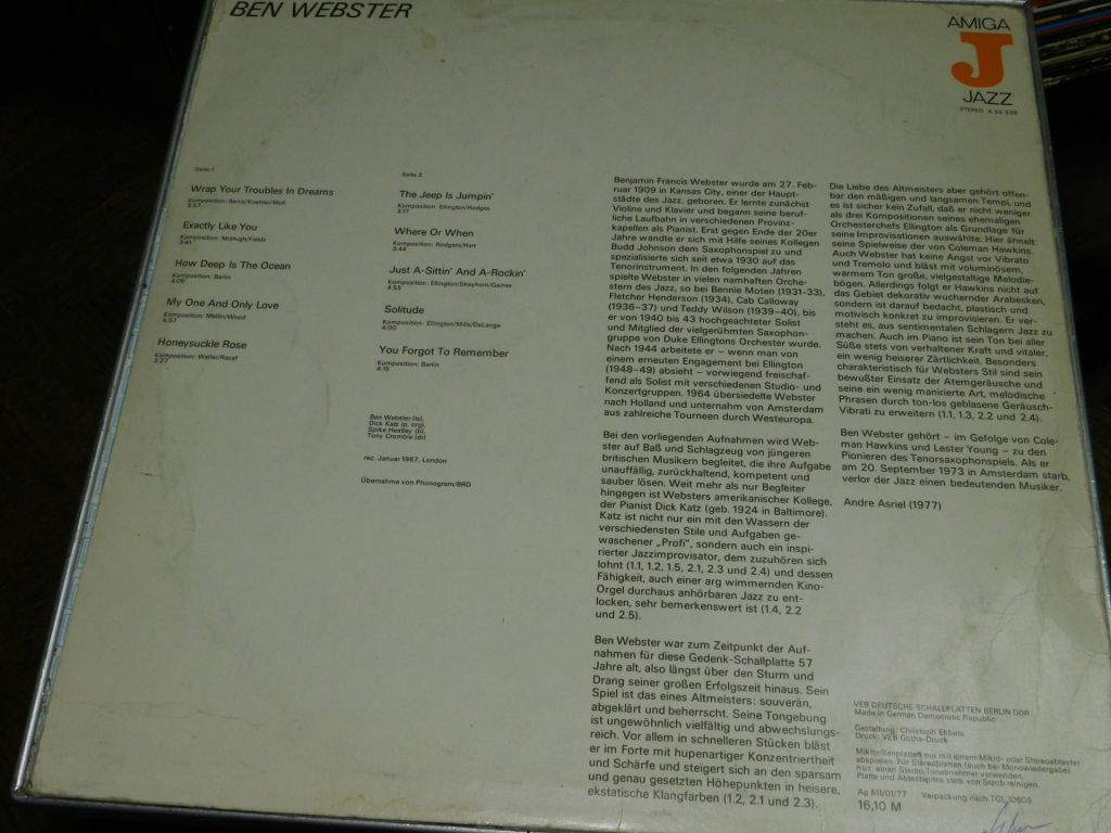 LP  AMIGA JAZZ - Ben Webster - фото фото фото 3