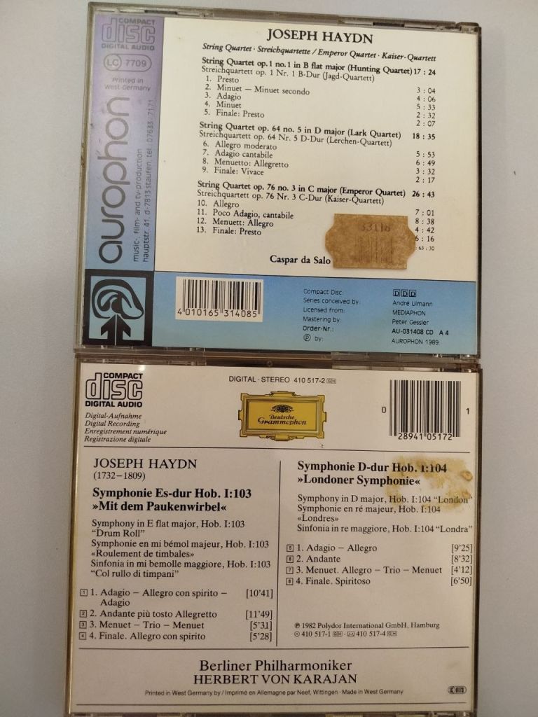 Haydn — 2 класичних CD  (Karajan DG + Aurophon) Йозеф Гайдн — Німеччина - фото фото фото 1