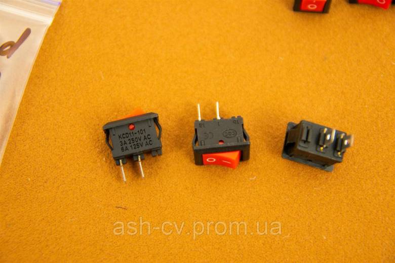 Вмикач, вимикач, кнопка, 250V, 3A, 10х15мм, червона, 1шт - фото фото фото 1