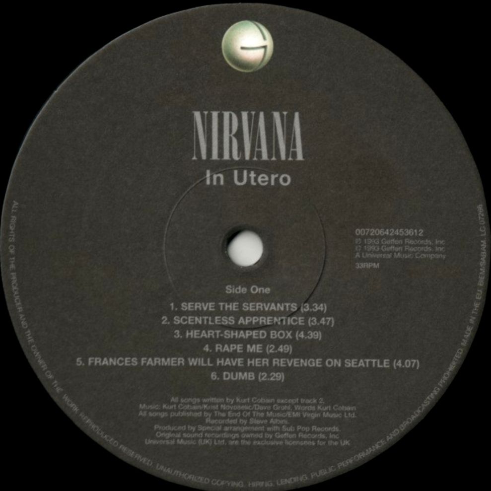 Nirvana - In Utero - 1993.   (LP). 12. Vinyl. Пластинка. Europe. S/S - фото фото фото 5