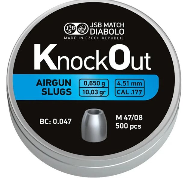 Кулі для пневматики JSB Knock Out Slugs  (4,51мм, 0,650г, 500 шт) - фото фото фото 0