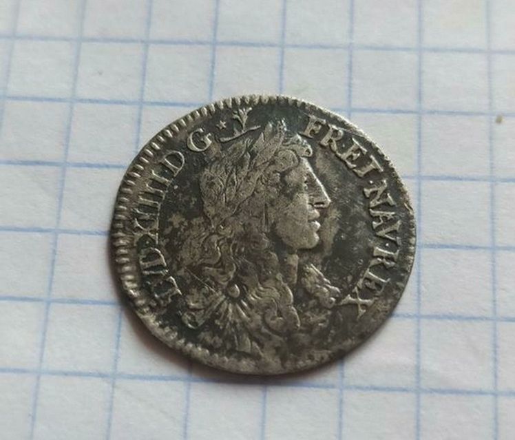 1662 ФРАНЦИЯ Король ЛЮДОВИК XIV Серебряная Французская монета 1/12 Экю подлинная kf735 - фото фото фото 0