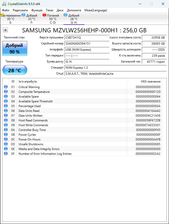 256Gb SSD NVMe Samsung PM961 m.2 2280 - фото фото фото 1