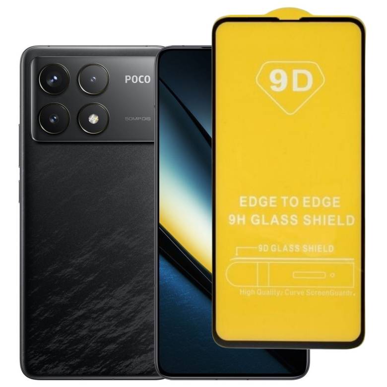 Захисне скло TDG 9D для Poco F6 Pro повна проклейка чорний - фото фото фото 0