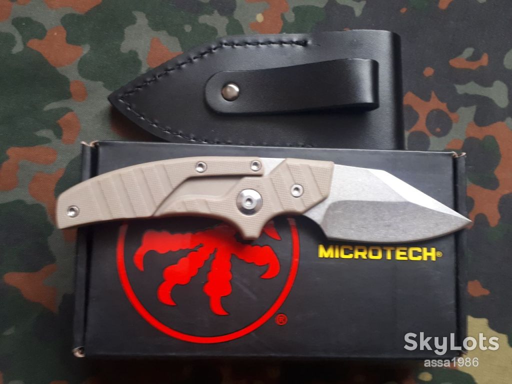 Туристичний Ніж Microtech Transformer M390 Пустеля,2в1 складний EDC,Push dagger тичковий в чехлі - фото фото фото 7