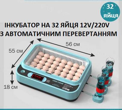 Інкубатор повний автомат 220В/12В на 32 курячих яєць - фото фото фото 0