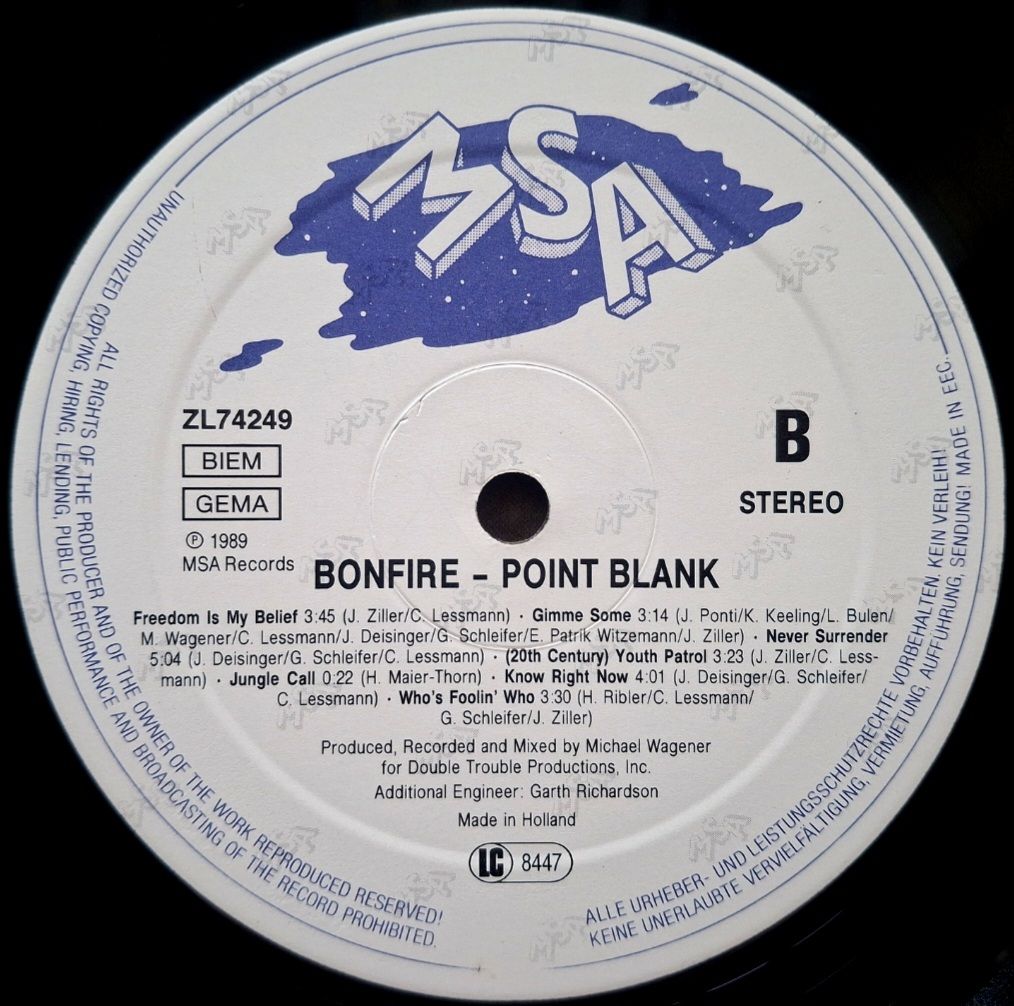 Bonfire - Point Blank - 1989.  (LP). 12. Vinyl. Пластинка. Holland. - фото фото фото 5
