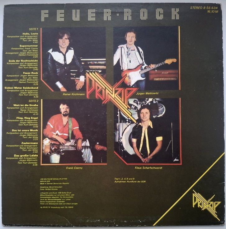 Prinzip ‎- Feuer-Rock - 1978.   (LP). 12. Vinyl. Пластинка. Germany. - фото фото фото 1