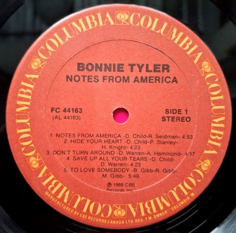 Bonnie Tyler - Notes From America - 1988.   (LP). 12. Vinyl. Пластинка. Canada. - фото фото фото 4