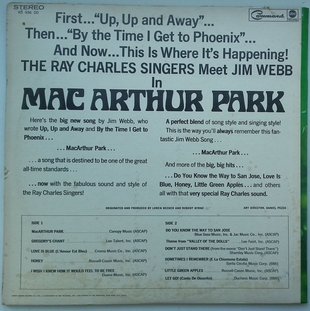 THE RAY CHARLES SINGERS MacArthur Park LP - фото фото фото 2
