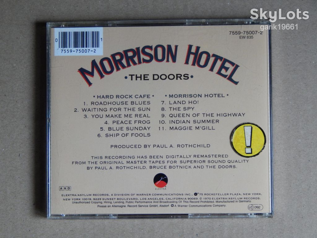The Doors – Morrison Hotel  (Elektra – 7559-75007-2, Germany) - фото фото фото 1
