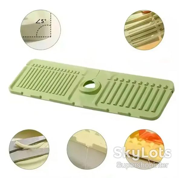 Сливной коврик для смесителя  (34×12см), LY-692, Зеленый / Коврик для мойки / Коврик на раковину - фото фото фото 5