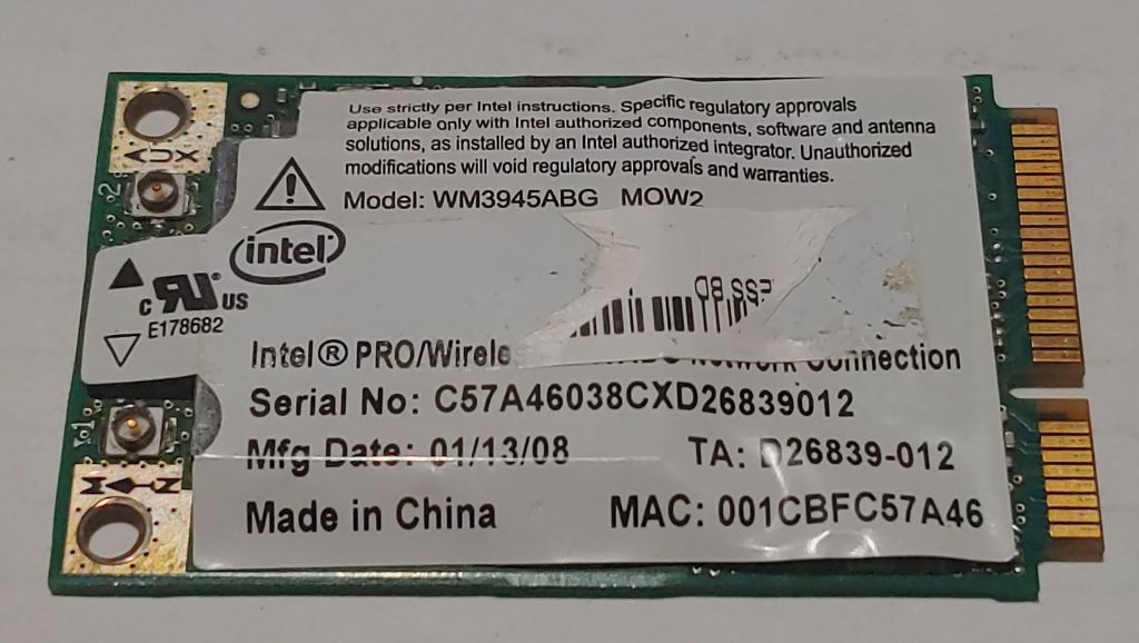 Wi-Fi модуль Intel WM3945ABG MOW2 miniPCIE - фото фото фото 0