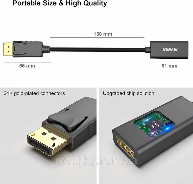 Адаптер Benfei DisplayPort  HDMI Уценка - фото фото фото 6
