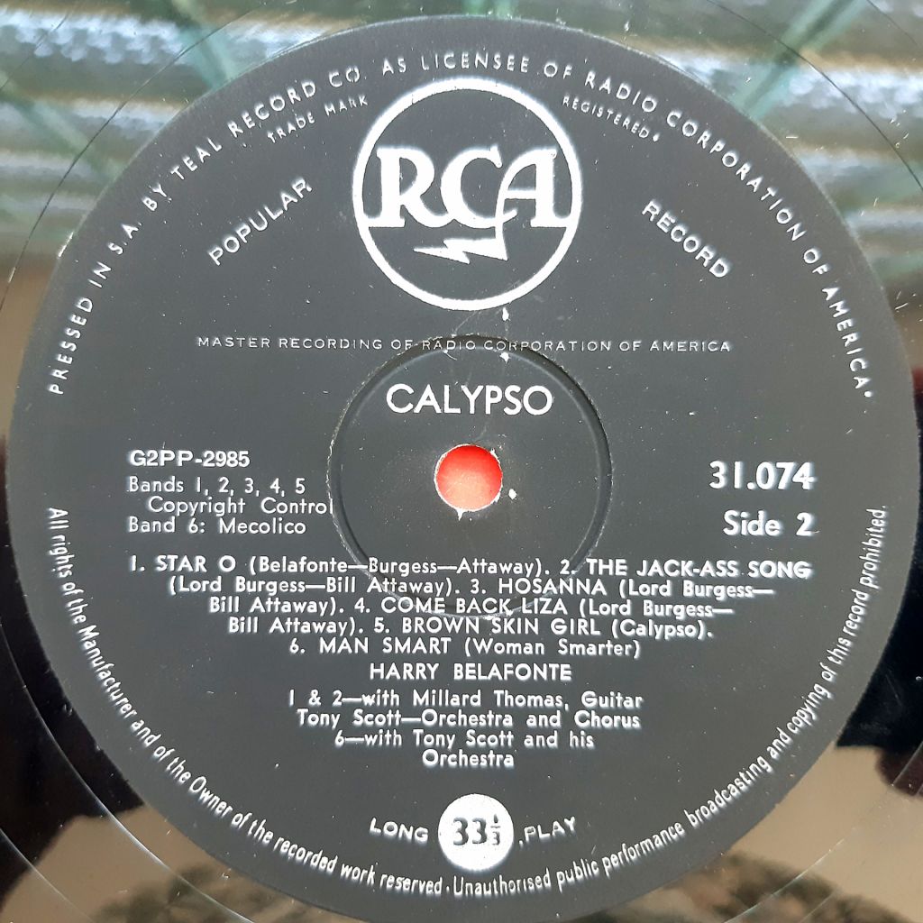Harry Belafonte - Calypso - 1956.   (LP). 12. Vinyl. Пластинка. U.S.A. - фото фото фото 3