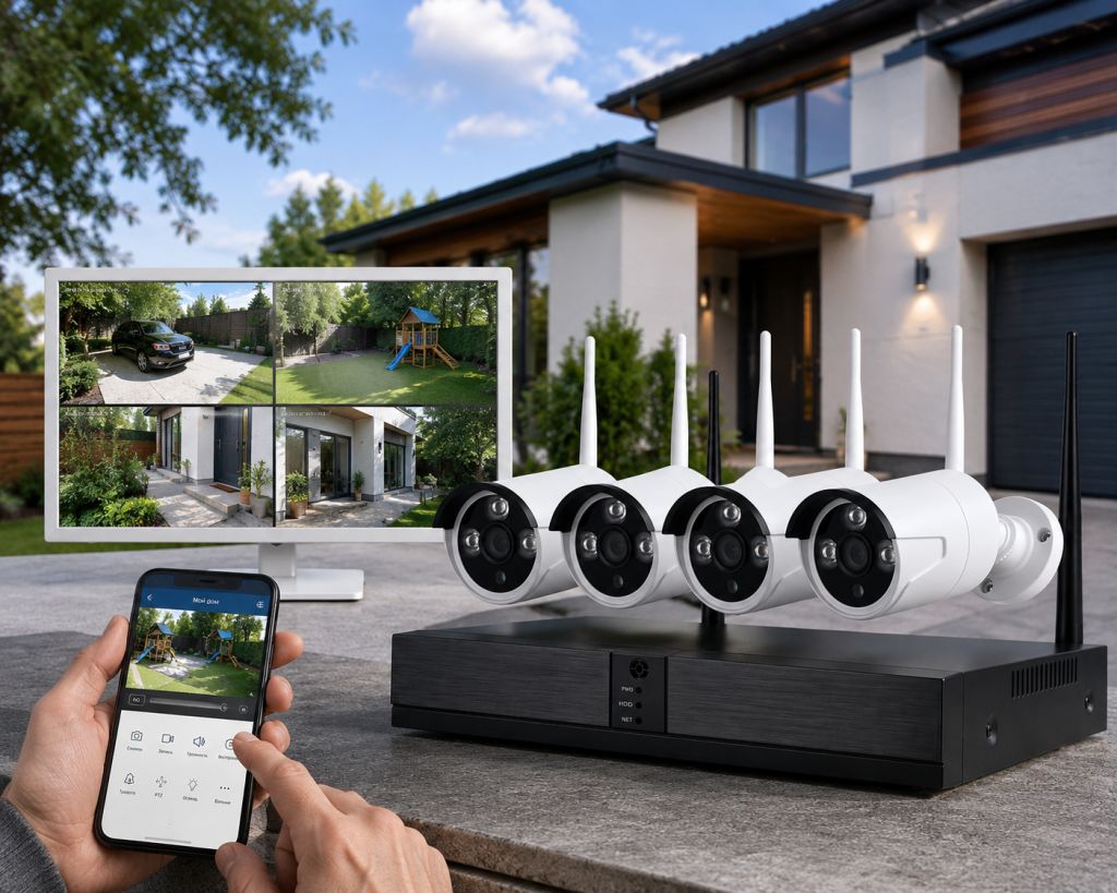 Комплект відеоспостереження бездротової Full HD Wi-Fi на 4 камери з реєстратором - фото фото фото 2