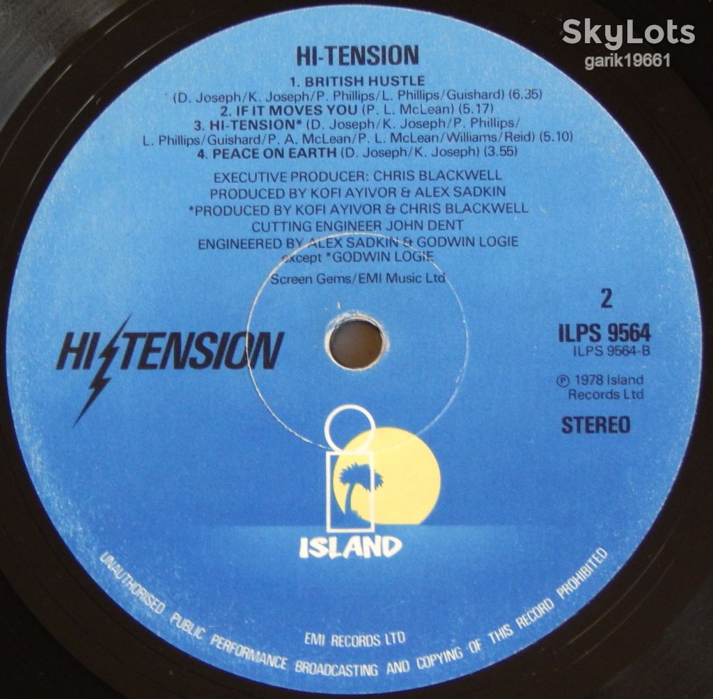 Hi-Tension – Hi-Tension  (Island Records – ILPS 9564, UK) VG/EX - фото фото фото 3