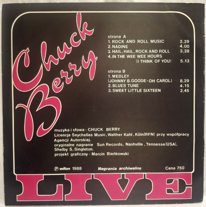 Chuck Berry - Live - 1969.  (LP). 12. Vinyl. Пластинка. Poland. - фото фото фото 1