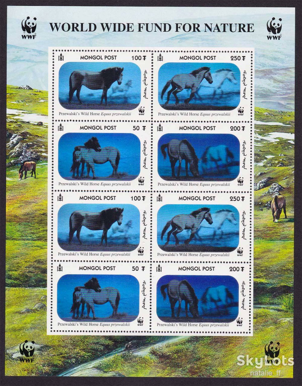 Монголия 2000 г MNH - лошади - WWF - голограмма - фото фото фото 0