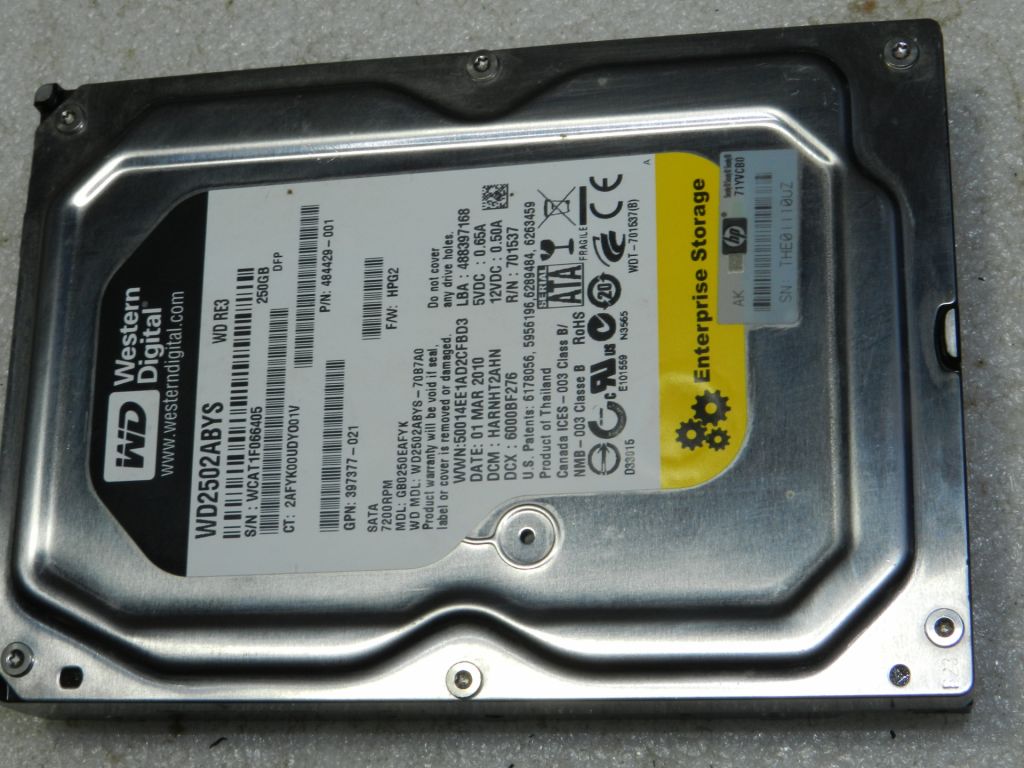 Накопичувач HDD Western Digital WD2502ABYS-70B7A0  (GB0250EAFYK) (250GB 7200RPM SATA3Gbs 16MBCache 3.5) - фото фото фото 0