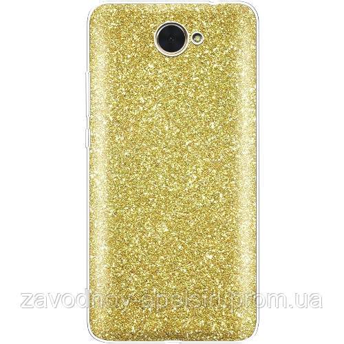 Huawei Y7 2017 чехол блестки shining glitter bling gold - фото фото фото 0