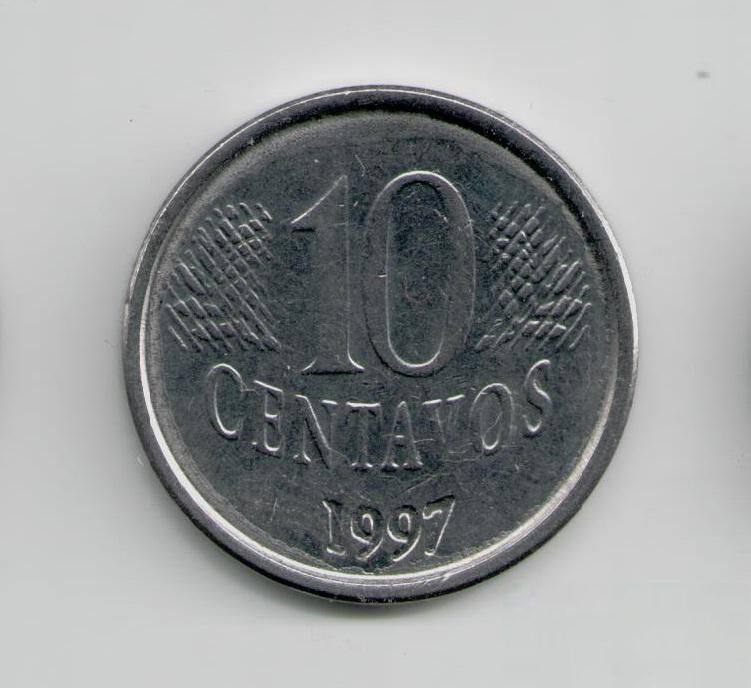 Монета Бразилия 10 сентаво 1997 года - фото фото фото 0