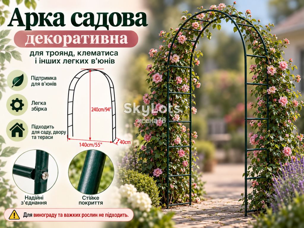 Арка садова декоративна для троянд, клематиса і інших в'юнів - фото фото фото 0