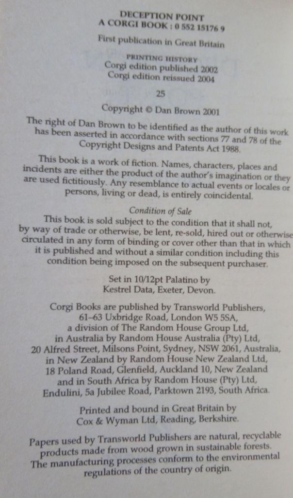 Deception Point Dan Brown English на Английском книга - фото фото фото 1
