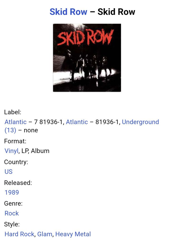 Skid Row - Skid Row - 1989.  (LP). 12. Vinyl. Пластинка. USA. - фото фото фото 4