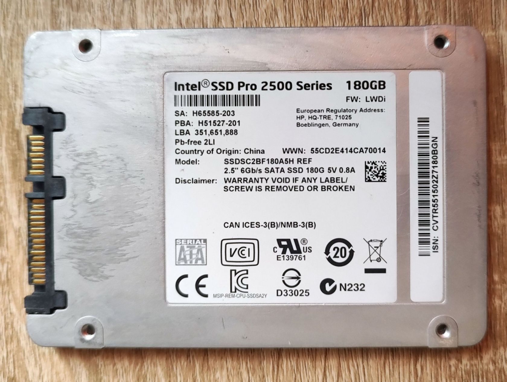 Intel SSD Pro 2500 180GB  (SSDSC2BF180A5H REF), 76% - фото фото фото 1
