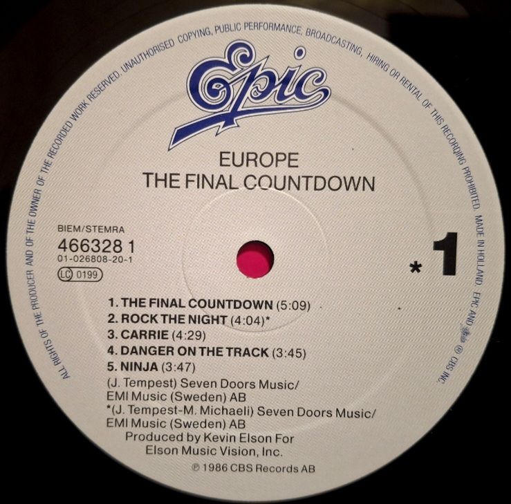Europe - The Final Countdown - 1986.  (LP). 12. Vinyl. Пластинка. Holland. - фото фото фото 6
