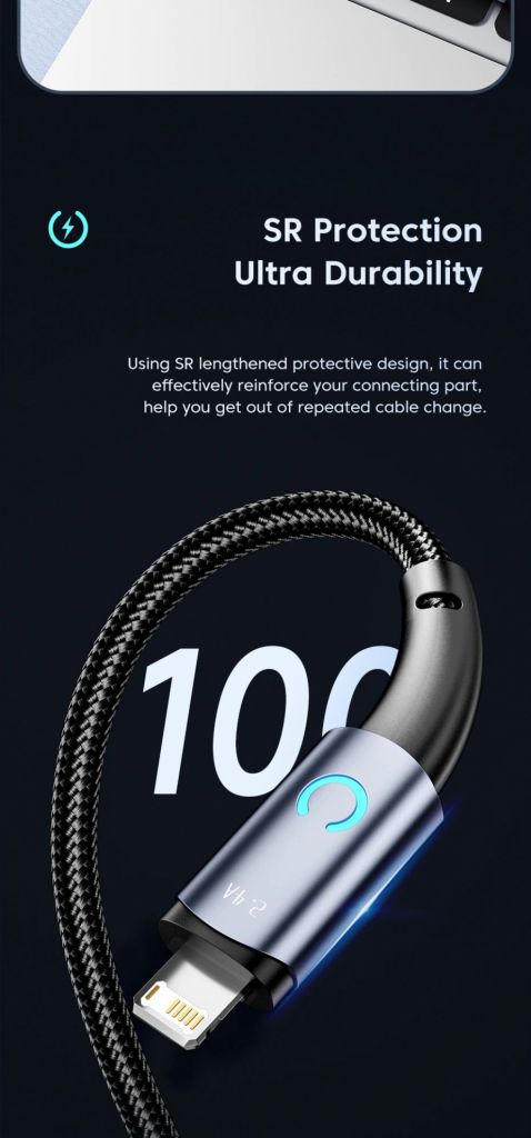 Кабель toocki USB-Lightning 0,25M для iPhone, 2.4А с led-индикатором - фото фото фото 1
