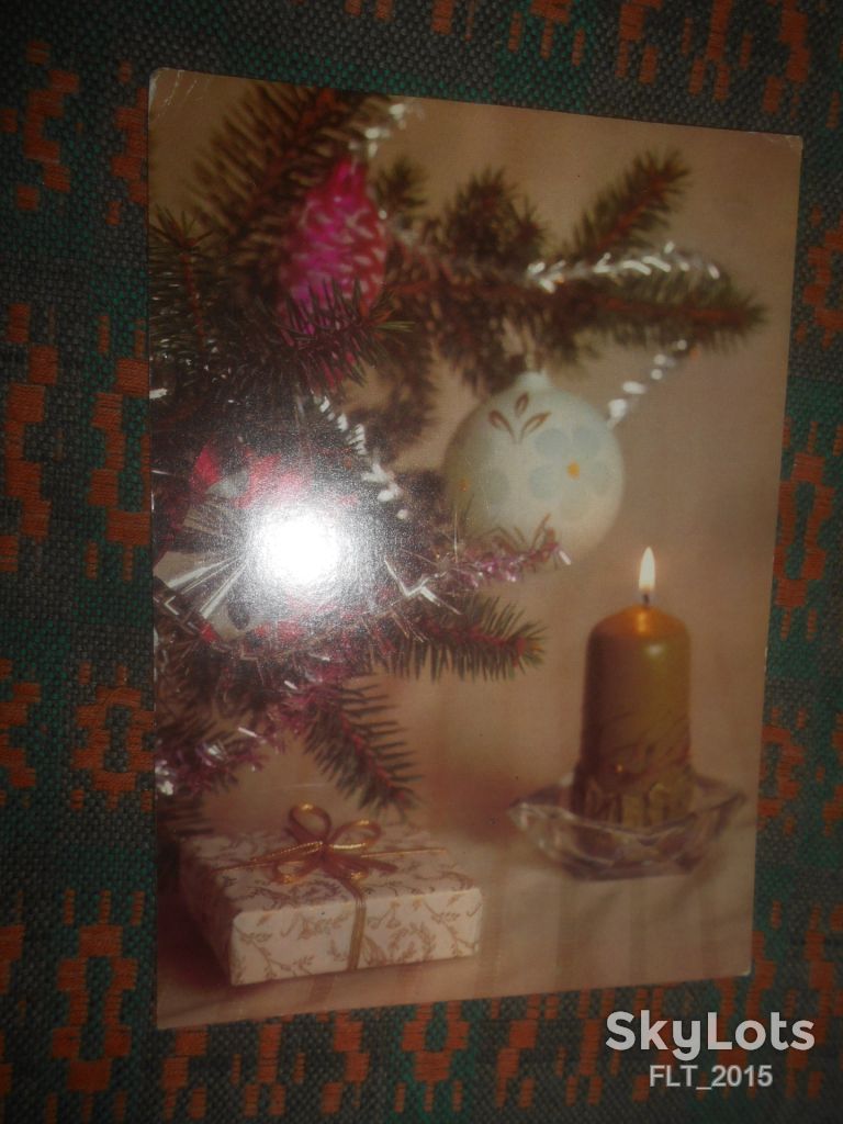 С Новым годом !  1991 г.  Свеча , шарики - фото фото фото 1