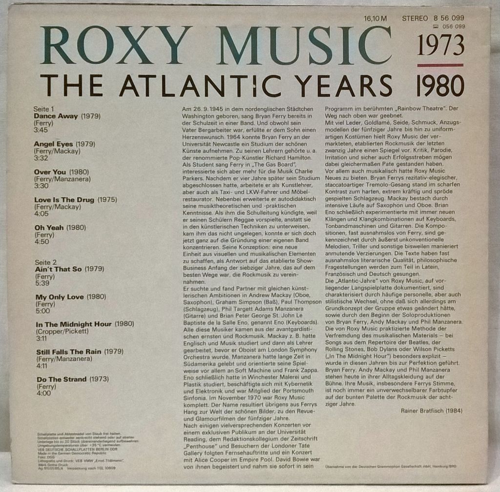 Roxy Music - The Atlantic Years - 1973-80.   (LP). 12. Vinyl. Пластинка. Germany - фото фото фото 1