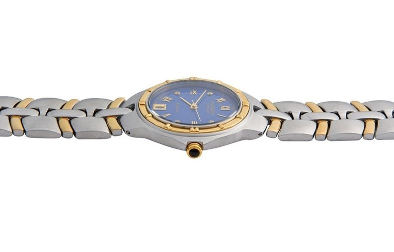Krug-Baumen 2615DM — чоловічий наручний годинник з діамантами, синій циферблат, стальний браслет, з Європи - фото фото фото 2