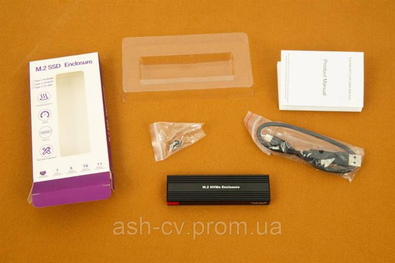 Адаптер, кишеня, для, SSD, M.2, NVMe, USB, Enclosure, 10Gbps - фото фото фото 1