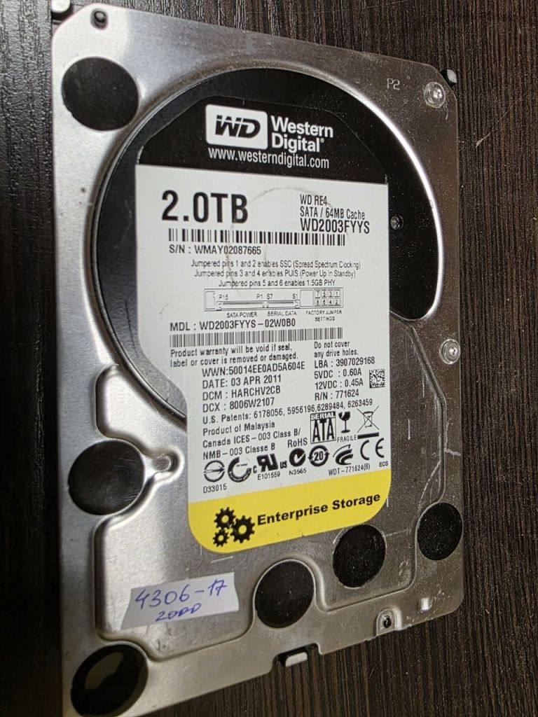 2000Gb 2Tb 3,5 SATA3 64Mb WD2003FYYS Western Digital жорсткий диск   (4306-17) - фото фото фото 0
