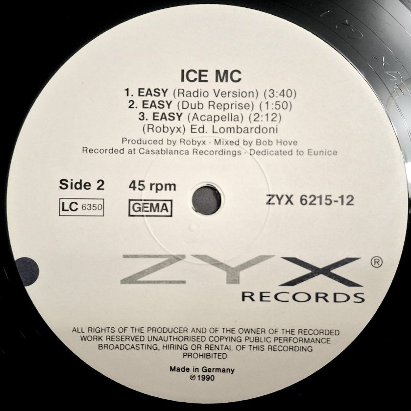 Ice MC - Easy - 1989.  (EP) 12. Vinyl. Пластинка. Germany. - фото фото фото 3