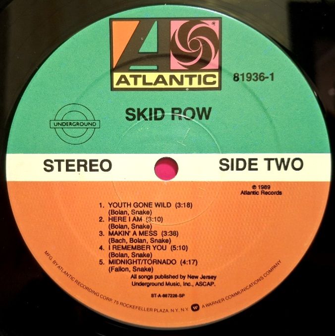 Skid Row - Skid Row - 1989.  (LP). 12. Vinyl. Пластинка. USA. - фото фото фото 3