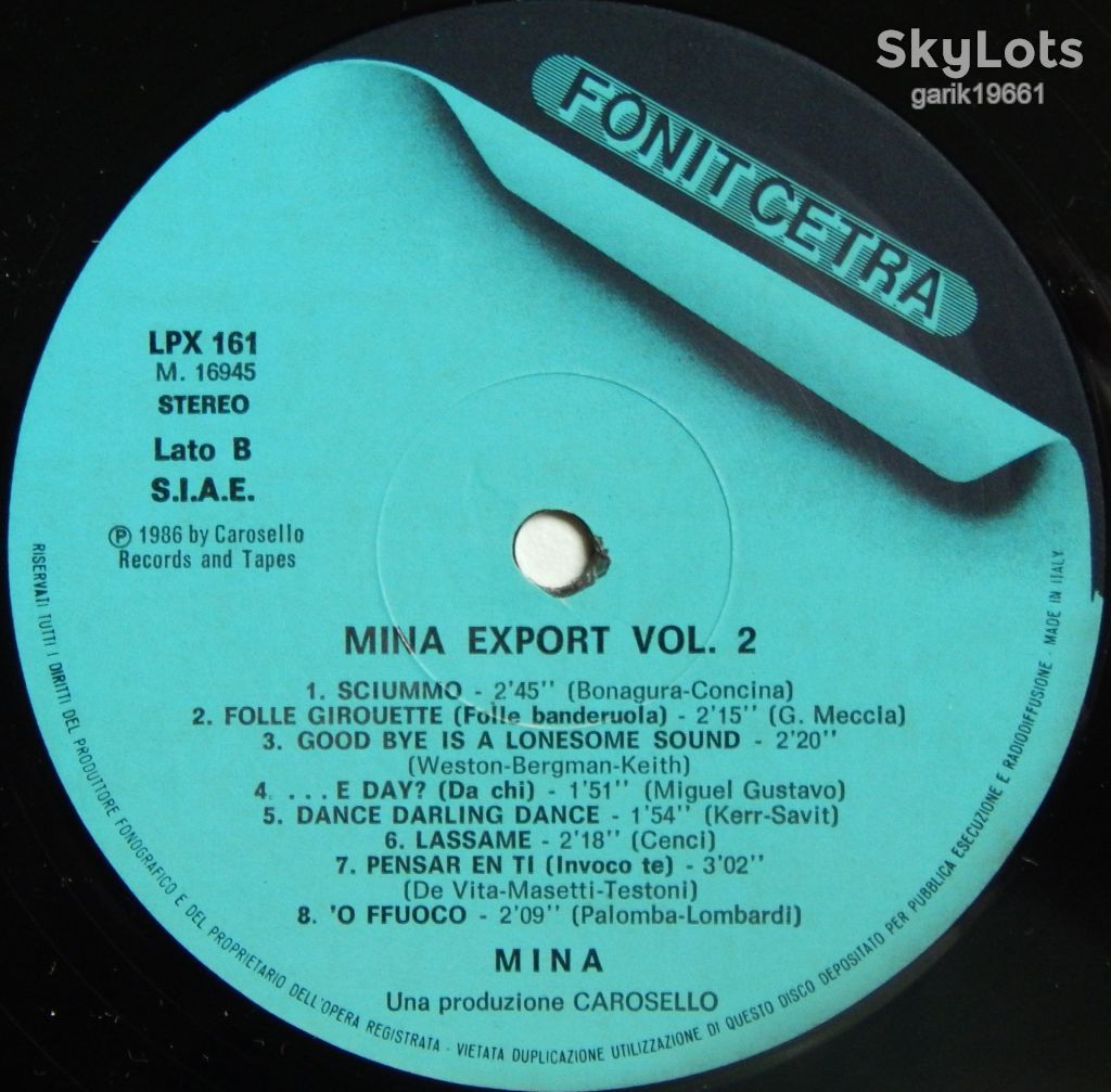 Mina – Export Volume 2  (Fonit Cetra – LPX 161, Italy) VG+/NM- - фото фото фото 3