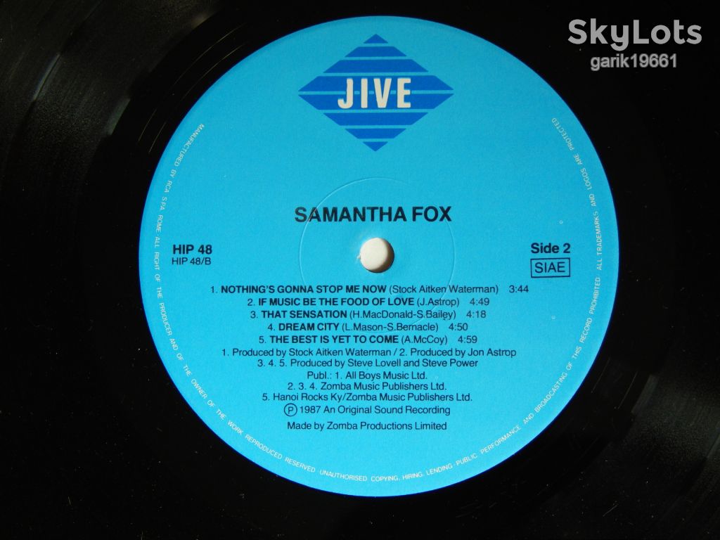 Samantha Fox – Samantha Fox   (Jive – HIP 48, Italy) insert EX/NM- - фото фото фото 4