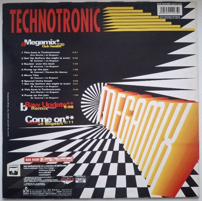 Technotronic - Megamix - 1990.  (EP). 12. Vinyl. Пластинка. Europe. - фото фото фото 1