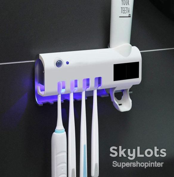 Держатель зубных щеток Brush Sterilizer, Белый / Диспенсер для зубной пасты / Уф стерилизатор - фото фото фото 4
