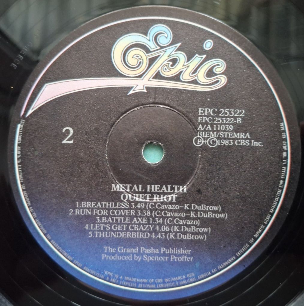 Quiet Riot - Metal Health - 1983.  (LP). 12. Vinyl. Пластинка. Greece. - фото фото фото 3