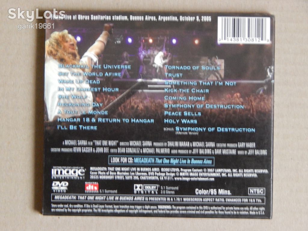 Megadeth ‎– That One Night: Live In Buenos Aires (DVD, Unofficial Release, Digipak) - фото фото фото 1